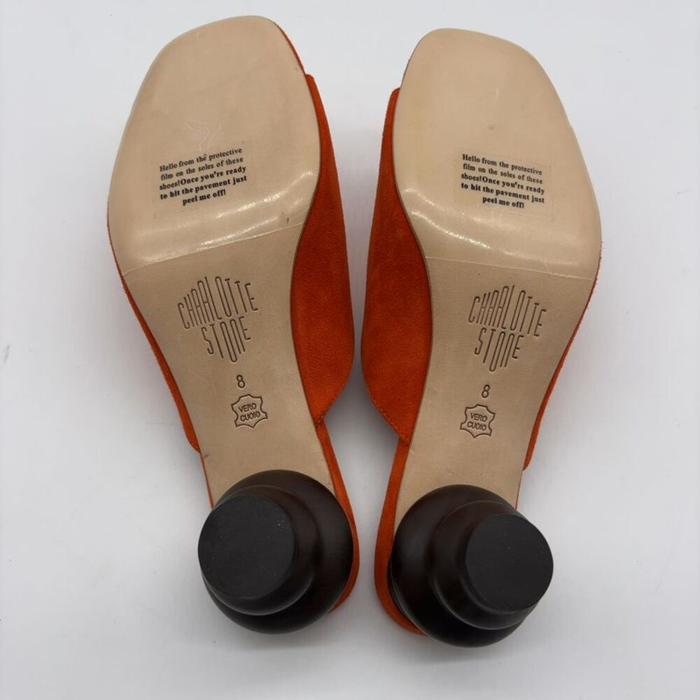 Charlotte Stone Charlotte Stone Durham Orange Suede Wooden Heel - Picture 6 of 7